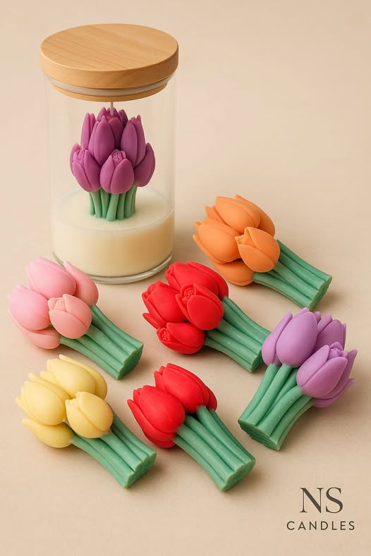 Tulipánová louka – sada voskových tulipánů